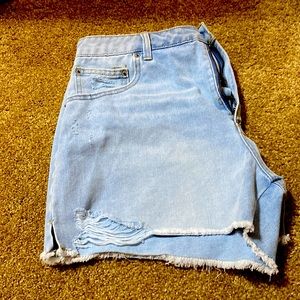 light blue jean shorts